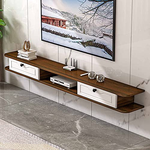Wall Mounted TV Cabinet, Matte Wood Multimedia Storage Shelf, Wall-Mounted TV Unit DVD/Blu-Ray Player Satellite TV Box Cable Box/B / 150cm