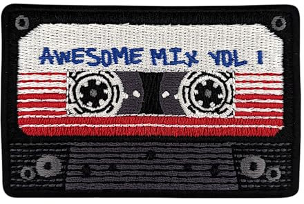 Urbanski Patch Retro Vintage Kasette Awesome Mix Vol. 1 zum Aufbügeln 5,3 x 8 cm | Aufnäher Applikation Bügelbild