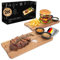 LIKAYA®️ Servierbrett 2er-Set 'LUISA' – FSC® Akazienholz mit Saucenschüsseln | Perfekt als Grillbrett, Steakbrett & Geschenk für Burger, Steak & Sushi