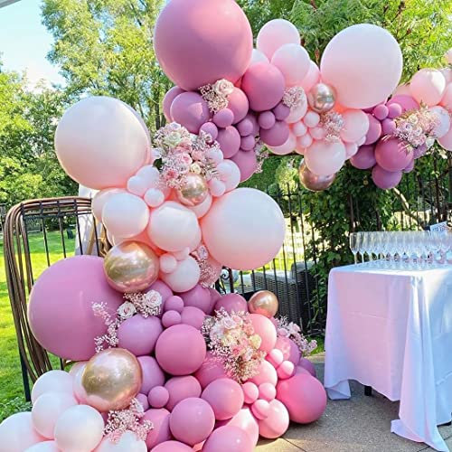 MAOYUTOU 112 Retro Rosa Luftballon Girlande Ballon Girlande Rosa Roségold blush lip matte Balloons Deko für Babyparty,Mädchen Geburtstag,Verlobung,Hochzeit,Boho Party Dekoration