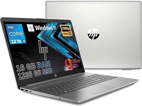 HP Notebook 250 G9, Pc portatile Silver, Intel Core i5 12Th Gen 4,4Ghz, Ram 16Gb, SSD 1000Gb, Display 15.6 Full HD, Win 11 Pro, Open Office,Tastiera Retroilluminata Fingerprint