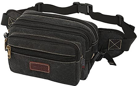 YISILINYX Herren Gürteltasche,7 Reißverschluss Taschen,Bauchtasche Damen Verstellbare Schulter Fanny Pack, Laufen verstellbar, Radfahren Wandern, Camping, Reisen(Schwarz)