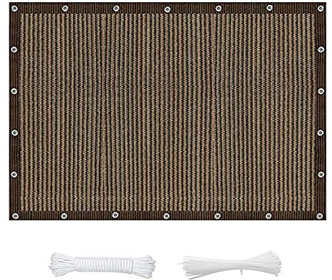 Vela de Sombra Rectangular 1.8 x 2 m Transpirable protección UV Arena Toldos Exterior Terraza Cuerdas de 1 × 5 m para Patio Jardín balcón, Marrón A
