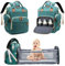 Fexkean Wickeltasche Rucksack Baby Wickelrucksäcke mit Großer Reisewindeltasche mit faltbarem Kinderbett mit Multifunktions Babytaschen Wickelauflage Babybettrucksack-Green