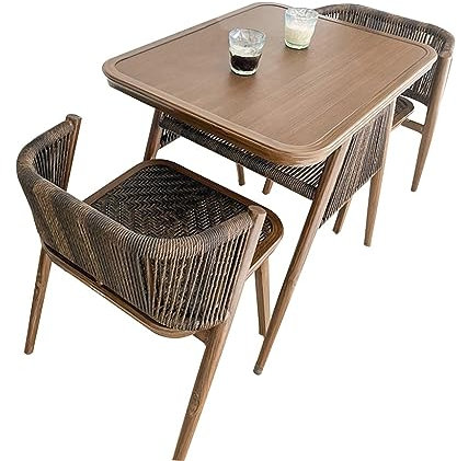 ZzZana 3-teilig Terrassen-Bistro Set, Gartenmöbel-Set mit Glastisch und 2 Klappbaren Stühlen, Metall Außenbereich Esszimmer Konversationsset für Balkon Hof Poolside