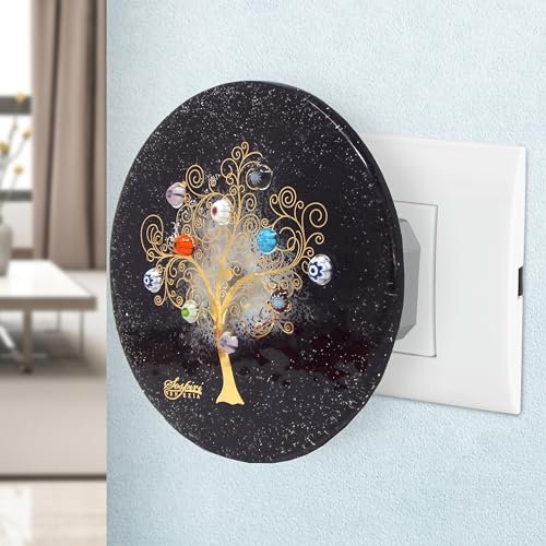 Sospiri Venezia Luce Notturna per Bambini, Presa Muro Led, in Vetro di Murano, con Sensore Intelligente, Decorazione Casa, Camera Letto, Illuminazione a Parete, Idea Regalo (Albero della Vita, Nera)