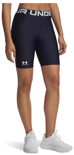 Under Armour Mujer Heatgear 8in Short, Pantalones Cortos de Entrenamiento Transpirables y de Secado rápido, Pantalones Cortos Deportivos cómodos con tecnología antiolorMidnight Navy / / White,XXL