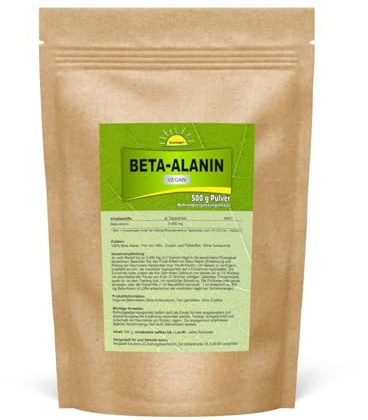 Beta Alanin Pulver, vegan, hochrein, ohne Zusätze, frei dosierbar, 500 g