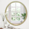 JJUUYOU Runder Wandspiegel runder Spiegel für Badezimmer, Goldener Kosmetikspiegel, Vintage-Holzrahmen, rustikaler Kleiner Make-up-Spiegel für Wohnzimmer, Schlafzimmer, Wohnheim