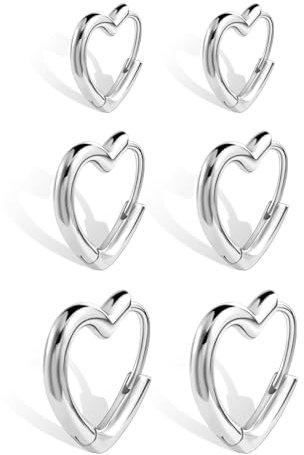 ALEXCRAFT Creolen Herz Ohrringe Silber 925 Set Klein Damen Geschenk für Frauen Freundin Mama Mädchen