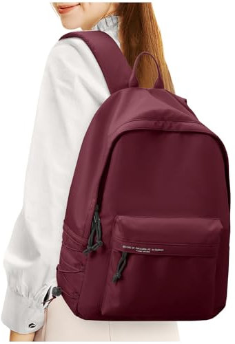 HYC00 Mochilas Escolares Adolescente Mochila para Instituto Chica,Ligera Backpack Casual Bolsos Mochila Colegio Universitaria Mochila Mujer Impermeable Mochila Portatil 14 Pulgadas Daypack,Rojo Oscuro