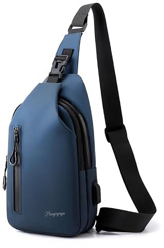 Pangogogo Umhängetasche Herren Klein, Leichte & Wasserdichte Sling Bag für Männer, Brustbeutel/Crossbody Bag für Travel, Festival, Alltag, Wandern & Radfahren (Schwarz)