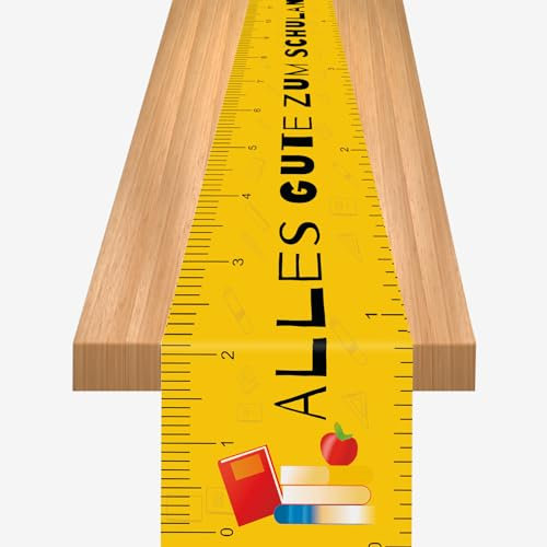 Einschulung Tischläufer 182 x 33cm Alles Alles Gute Zum Schulanfang Tischläufer für Einschulung Deko,Schulkind Schulanfang Schuleinführung Tischband Schulanfang Tischdeko Junge Mädchen Stück Bagger