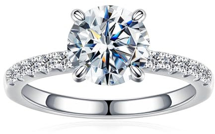 TINGN Verlobungsgeschenk für Frauen - Verlobungsring Damen Solitär 925 Sterling Silber Moissainte Diamant Ring Damen Erlobungsring Eheringe Silber Engagement Promise Ring für Frauen Geschenk Hochzeit