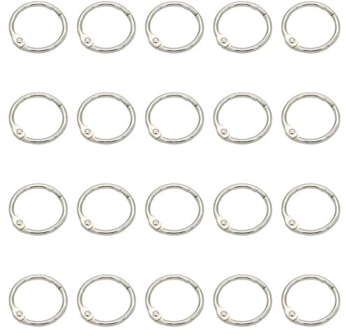 Buchringe?20 Stück Ringbinder, 20mm Metall Ringe Lose Blatt Buch Ringe Ringbuch Ringe ?für Scrapbook, Album, Memo-Ablage, Handwerk, Schlüsselringe (Silber)