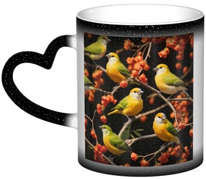 Baumfrucht und Elster, wärmeverändernde Tasse, Fotos erscheinen beim Erhitzen, Keramiktasse, Geschenkidee