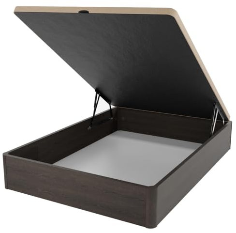 Duérmete Online - Canapé Abatible Súper Reforzado Gran Capacidad con Tapa Transpirable 135 x 200 | Práctico y Robusto | Color Wengué