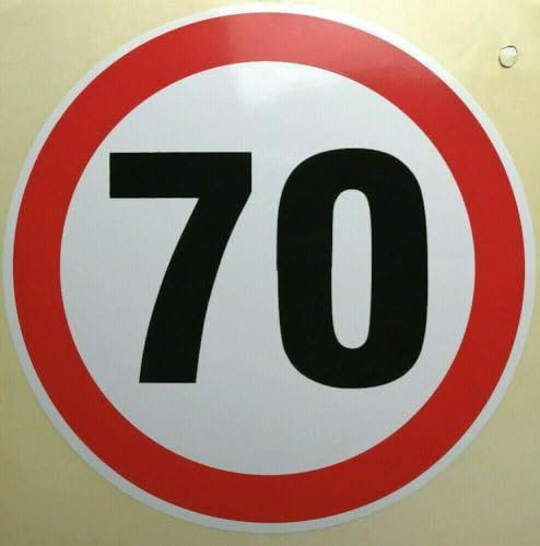 Plaque Biopracess Métal 70 km/h, Panneau de Limitation de Vitesse Vintage 30,5 x 30,5 cm