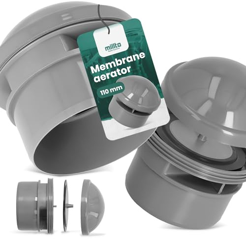 Millto Aérateur de tuyau d'eaux usées 110 mm - Pour installations sanitaires - Membrane - En polypropylène - Ventilation - Système de ventilation