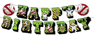 Damoff Ghostbuster Geburtstag Banner Girlande Kindergeburtstag Deko Ghost Trap Geburtstagsdeko Papier Mehrfarbig Gerade Girlande