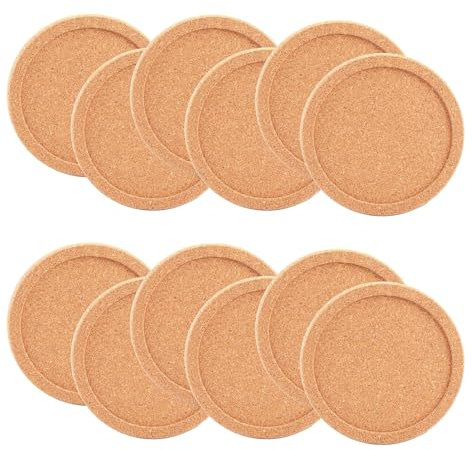 Korkuntersetzer mit Lippe für Getränke, saugfähig, 0,6 cm dick, rund, 9,9 cm, Tassen, Gläser, Untersetzer zum Basteln, warme Geschenke, Verwandte und Freunde im Büro, zu Hause oder im Cottage, rund,