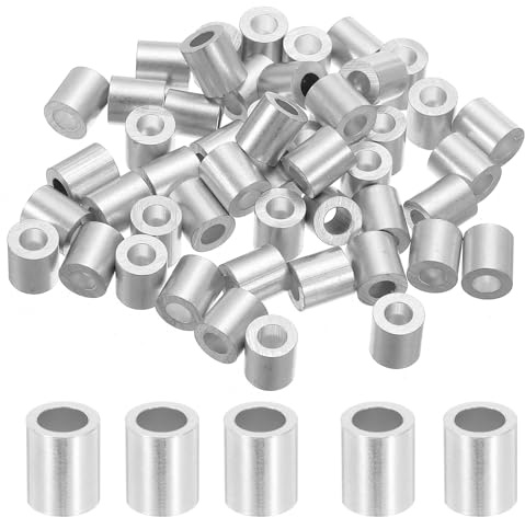 QUARKZMAN 5/32 4mm Aluminium Crimpschlaufe Single Round Ferrule 10mm Höhe, Silber 50 Stück