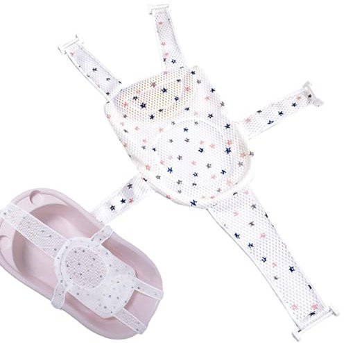 Voarge Red de Baño para Bebés, Asiento de Baño para Bebé Recién Nacido, Cojín de Baño Recién Nacido, Soporte de Baño Ajustable Plegable Flotante para bebé de 0 a 18 Meses (Estrellas regulares)