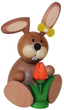 Kunsthandwerk Ullrich Osterfigur Hase sitzend mit Einer Tulpe bunt BxHxT 7x11x7cm NEU Hase Osterdeko Holzhase Osterdeko Osterhasenfigur Ostern Korb Osterei Frühling Erzgebirge Seiffen