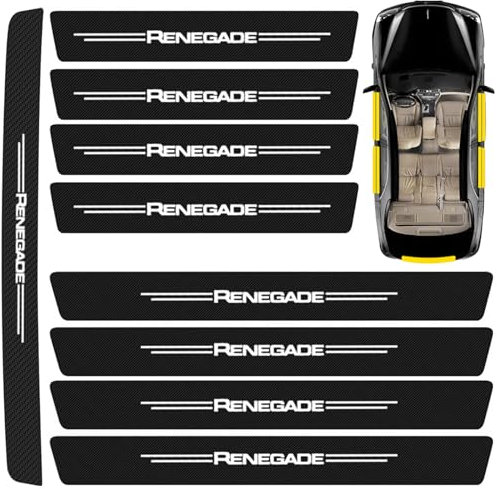 Striscia protettiva in fibra di carbonio, adatta per Jeep Renegade in fibra di carbonio, adesivo protettivo per paraurti posteriore, accessori decorativi, nero, 9 pezzi