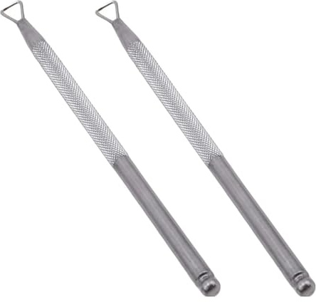2 Pcs Silver DeftCuticle Pusher Stainless Steel Nail Art Remover Tool Triangle Cuticle Peeler Scraper Remove Gel Nail Polish