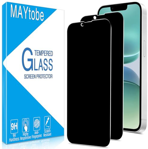 MAYtobe 2 Pack Privacy Screen Protector for iPhone 16e 2025, Anti Spy Tempered Glass, Case Friendly, Anti-Scratch, Ultra Resistant, Touch Sensitive, No Bubbles