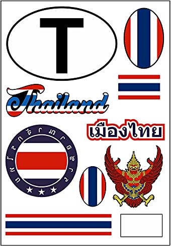 Daged Thailand Aufkleber Karte 8 Stück Stickerbogen Dekorative Sticker - PKW Auto Motorrad Biker Flagge Fahne AK