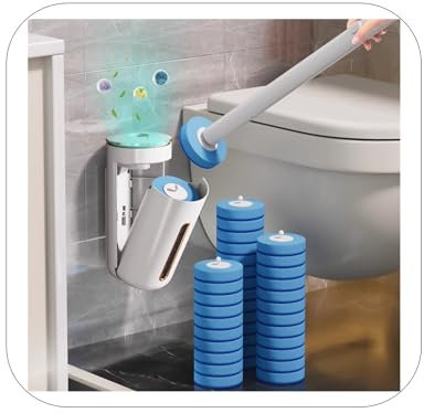 Warehouse-Deals-Open-Box 2025 New Disposable Toilet Brush With 8 Ocean Brushes Head, Toilet Bowl Cleaner System Kit, Hygienic Cleaning System for Toilet, Sink, Bathtub Flash-Deals