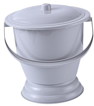 Kammertopf, Nacht-Urinal, tragbare Toilette, Bettpfanne, Spittoon mit Deckel, für Kinder, Frauen, Heimgebrauch, 19 cm Boden, Grau