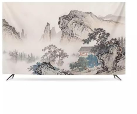 HSTANGKY Staubschutzhülle Für 32–80 Zoll Fernseher Tuschemalerei Atmungsaktive Displayschutzhülle Für LCD/LED/Plasma, Hänge, Tisch Und Curved TVs-Mountains2||55inch