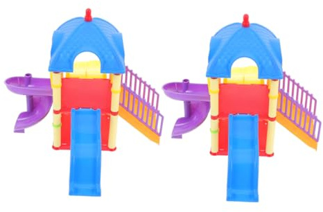 CVUTOVO 2 Stück Miniatur-Spielplatz Modell Kleine Rutschbahn Puppenhaus Deko Glatte Kanten Sicher Vielseitig für Desktop und Rollenspiel