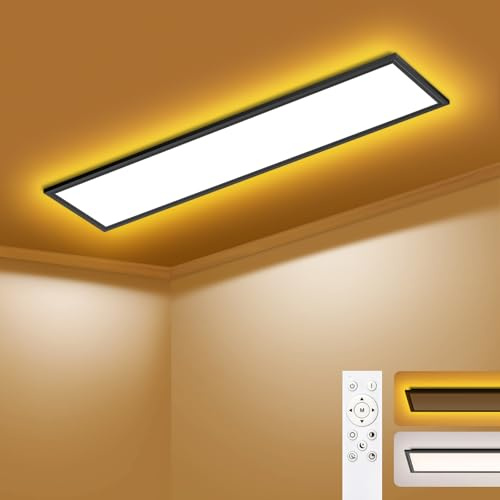 SNADER LED Deckenleuchte Dimmbar - LED Panel 120x30cm, 44W 4400LM Deckenlampe mit Fernbedienung 3000K-6500K - Nachtlicht Warm - Deckenleuchte Flach für Schlafzimmer Kinderzimmer Wohnzimme Küchenlampe