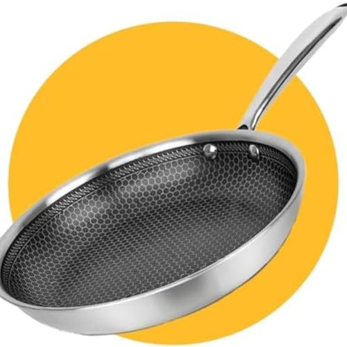 FACAIIO Sartén de acero inoxidable de 30 cm, apta para lavavajillas, inducción, horno, para panal de abeja, resistente a los arañazos, para estufas de gas y cocina casera