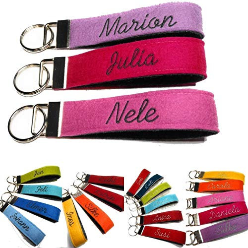 MIKALENI Schlüsselanhänger Schlüsselband Filz Name Text Wollfilz beschriftbares Geschenk für Kinder