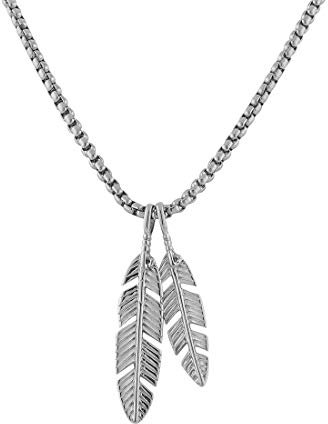 Akitsune Levitas Anhänger inkl. 90cm Kette | Halskette Damen Herren Edelstahl Flügel Feder Stylisch - Silber