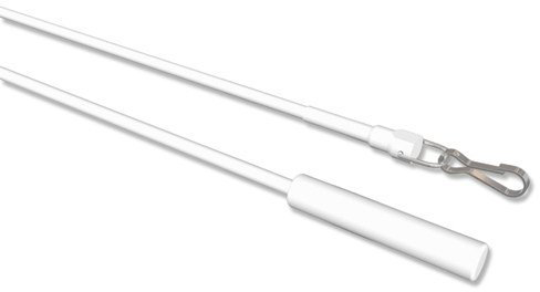 INTERDECO Schleuderstab/Gardinenstab mit Griff (1 Stück) Weiß aus Metall/Kunststoff für Gardinen/Vorhänge, Trento, 75 cm