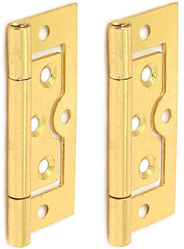 Pair of 75mm Brass Plated Flush Hinges