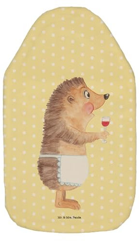 Mr. & Mrs. Panda Wärmflasche Igel Wein - Geschenk, Kleine Wärmflasche, Wein trinken, Wein Deko, Körnerkissen, lustige Sprüche, Bettflasche, Wein