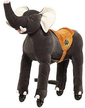 Animal Riding Reittier Elefant „Sultan“ Medium/Large (für Kinder 5-8 Jahren, Farbe grau, Sattelhöhe 69 cm, mit Rollen) ARE004M