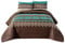 WPM WORLD PRODUCTS MART Southwest Bettüberwurf Makala (Queen-Size), türkis/beige/braun, 3-teiliges Navajo/Indianer-Tagesdecken-Set