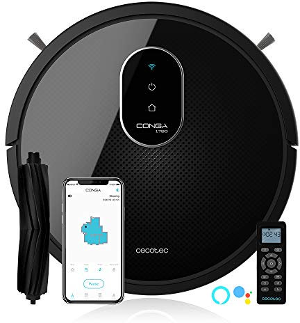 Cecotec Conga 1790 Ultra - iTech SmartGyro Roboter-Staubsauger und Bodenwäscher, Schrubbt, saugt und fegt gleichzeitig, 2100Pa, App mit Karte, Haustierbürste, Alexa & Google Assistant, Magnetwand