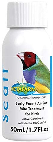 FabFinchesUK Vetafarm SCATT 50ml Air Sac Mite Bird Mites Red Mite Scaly Face Lice Spot on Treatment for All Birds Finches Budgies Canaries