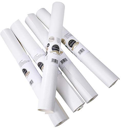 5 x Schubladenmatten von Adsamm® / stabile Antirutscheinlage mit 1.2 mm Stärke in Weiß / 48 x 200 cm zum Zuschneiden/langfristiger Schutz für Laden, Fächer in Küche und Büro