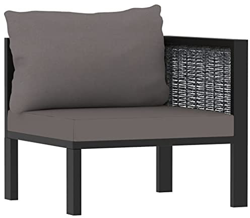 CHAHO Sofa-Eckelement mit Linker Armlehne Poly Rattan Anthrazit, eignet für Terrasse, Garten oder Wintergarten,DIY, freie Kombination