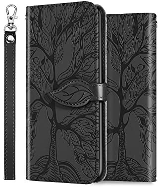 ONETHEFUL Coque Portefeuille Étui iPhone X/XS iPhone 10 Housse Protection Accessoires Case Flip Cover pour iPhone X/XS iPhone 10 (5.8) Phone Étuis en Faux Cuir avec Stand Noir